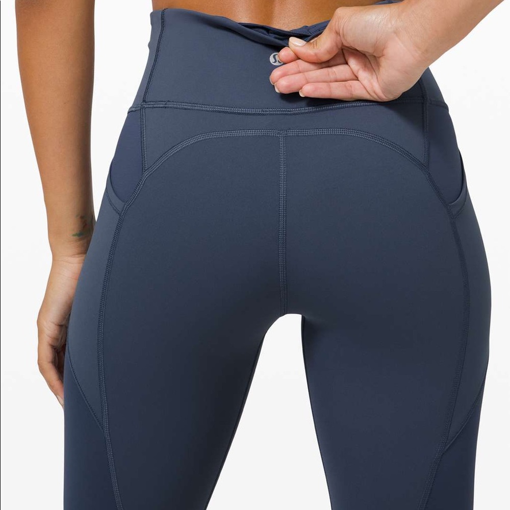 Lululemon full length teal/dark blue pocket leggings